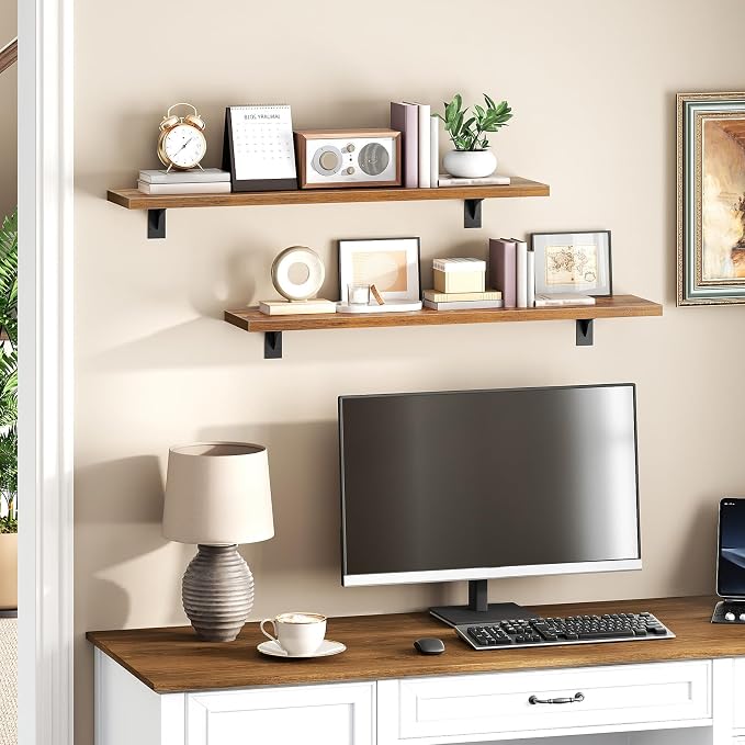 HOOBRO Floating Shelves for Wall, 31.5" Wall Mounted Shelves Set of 2, Hanging - Image 7