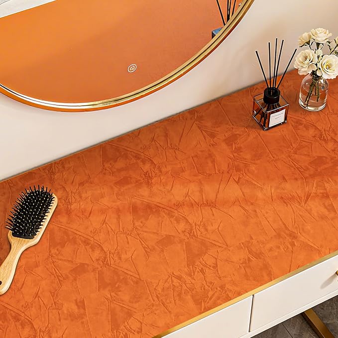 Orange Wallpaper Crushed Felt Velvet Wallpaper Peel and Stick Velvet Drawer - Image 3