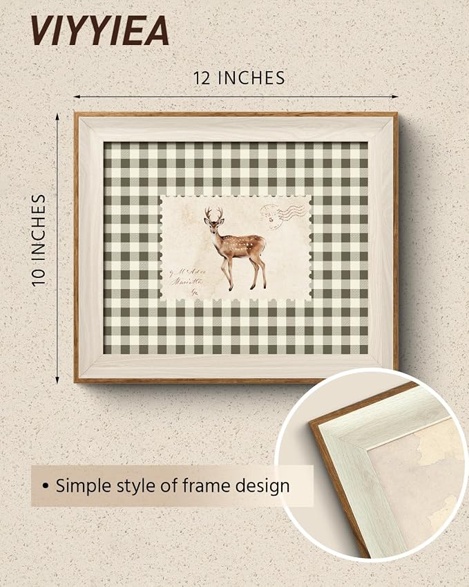 VIYYIEA Framed Wall Art for Living Room, Sika Deer Stamp Canvas Prints - Image 2
