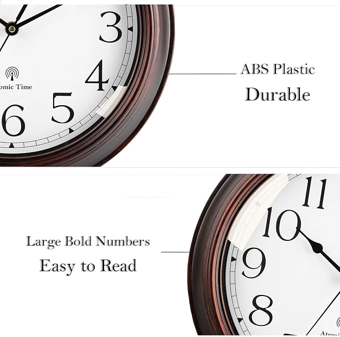 KECYET Atomic Wall Clock 10 Inch, Silent Non-Ticking Vintage Clock Battery - Image 7