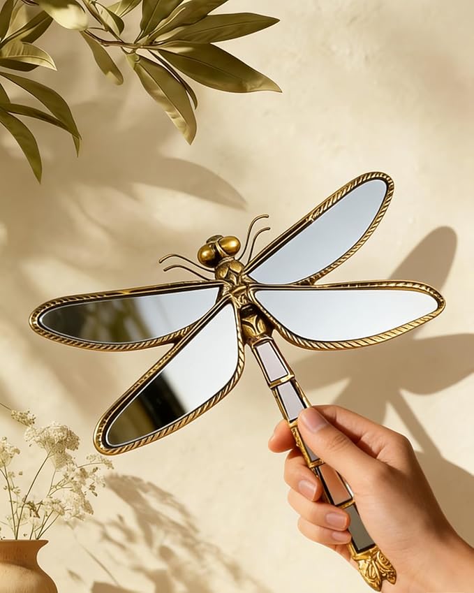 Dragonfly Wall Mirror Decor, Butterfly Art Wall Mirrors, Retro Gold Resin - Image 3