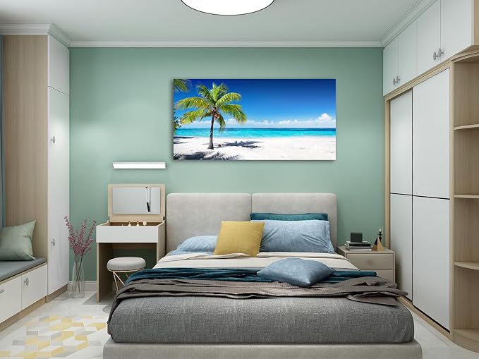 Baisuart-Large Canvas Wall Art Summer Ocean Waves Coconut Trees on Sands Beach - Image 4