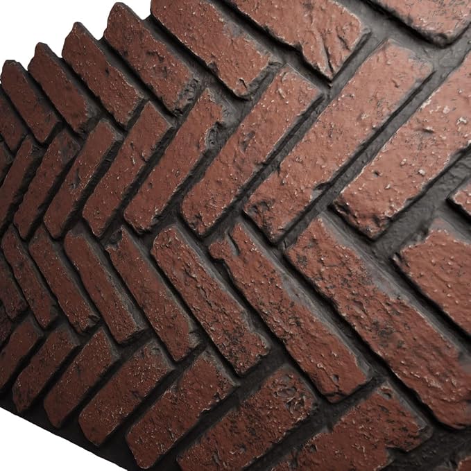 EverStone Herringbone Faux Brick Panel, 46 1/2"W x 25 1/4"H x 1"D, Heath Color - Image 7