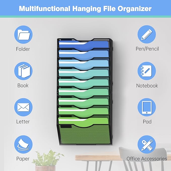 Kuntine.B Wall File Organizer Office Hanging Magazine Holder Wall File Organizer - Image 4