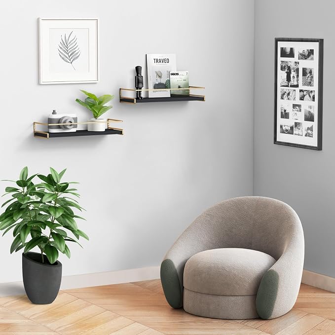Forbena Black and Gold Bathroom Floating Shelves - Image 7