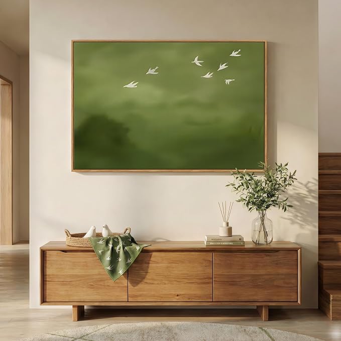 Framed Green Abstract Wall Art, Modern Minimalist Sage Green Canvas Prints - Image 8