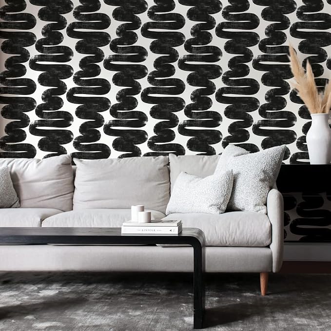 Tempaper x Bobby Berk White & Black Wiggle Room Removable Peel and Stick - Image 8