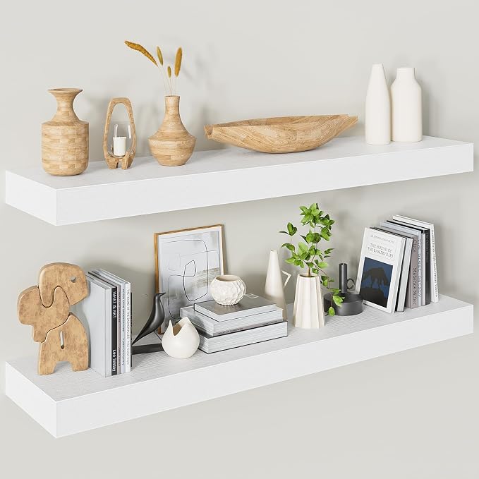 Heimlove Floating Shelves for Wall 36 Inches Long, 9.3" Deep White Floating by Heimlove
