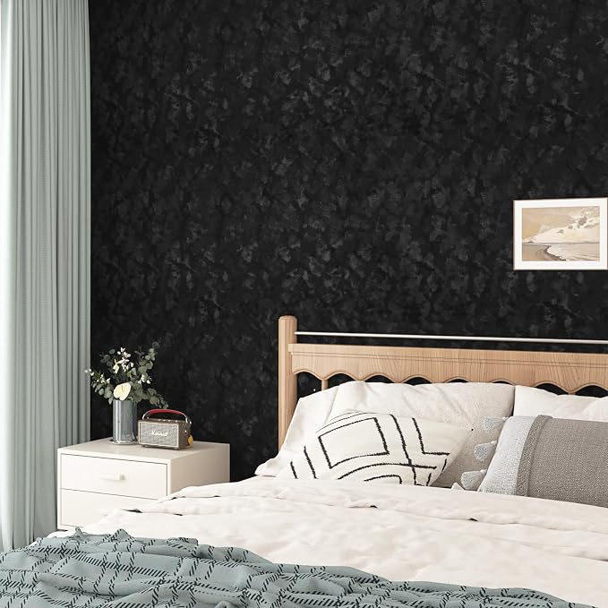 Wallercity Black Floral Velvet Peel and Stick Wallpaper Soft Flocking Fabric - Image 6