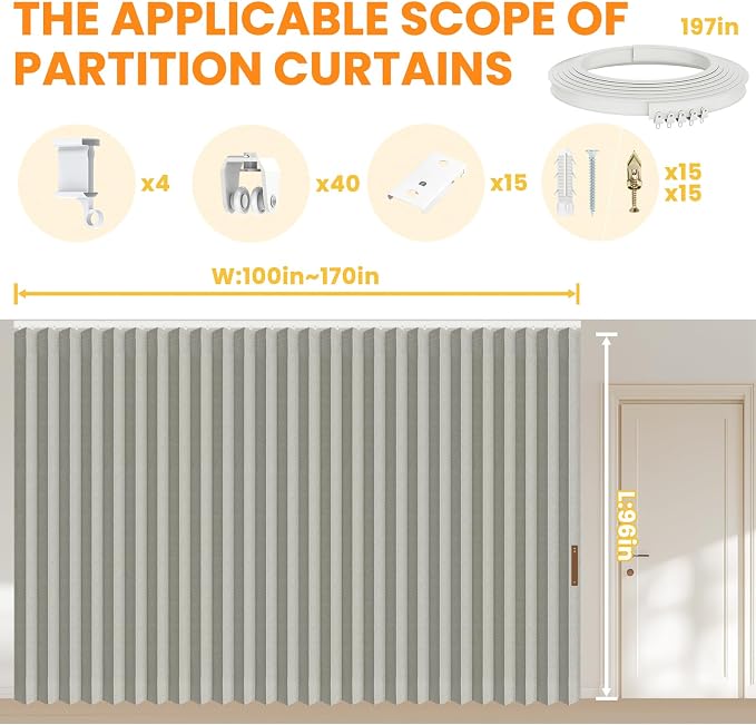 Room Divider Curtain Sets with Flexible Ceiling Track, Privacy Soundproof - Image 2
