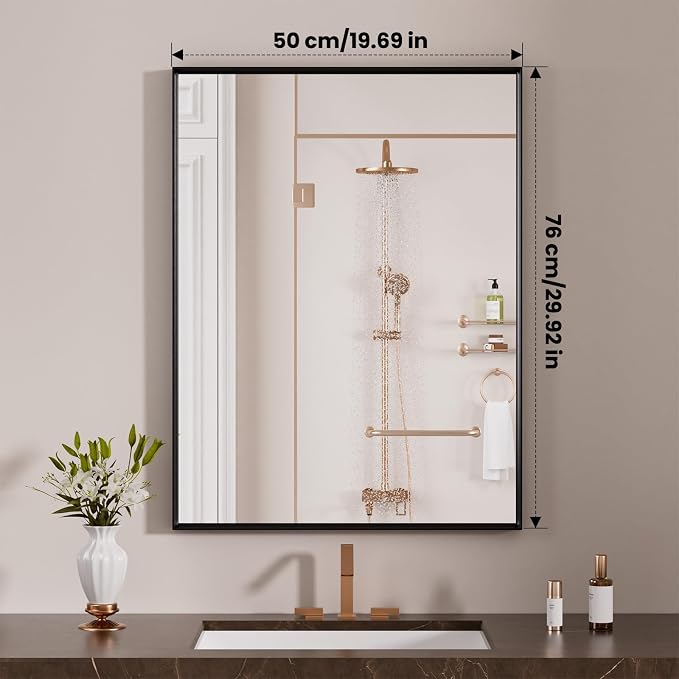 LOAAO Black Bathroom Mirror 20"X30" - Image 8