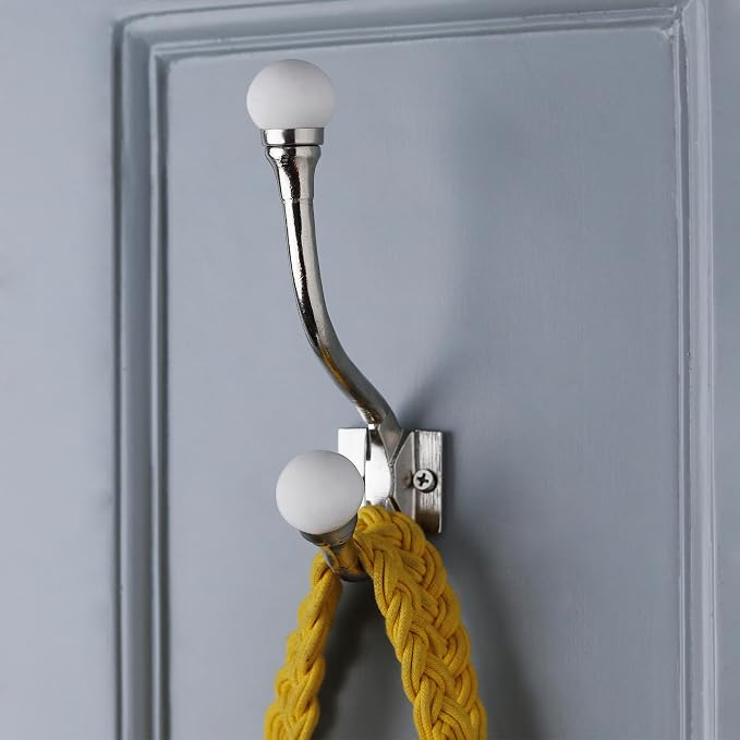 Indian Shelf Pack of 12 Heavy Duty White Double Prong Ceramic Decorative Wall - Image 4