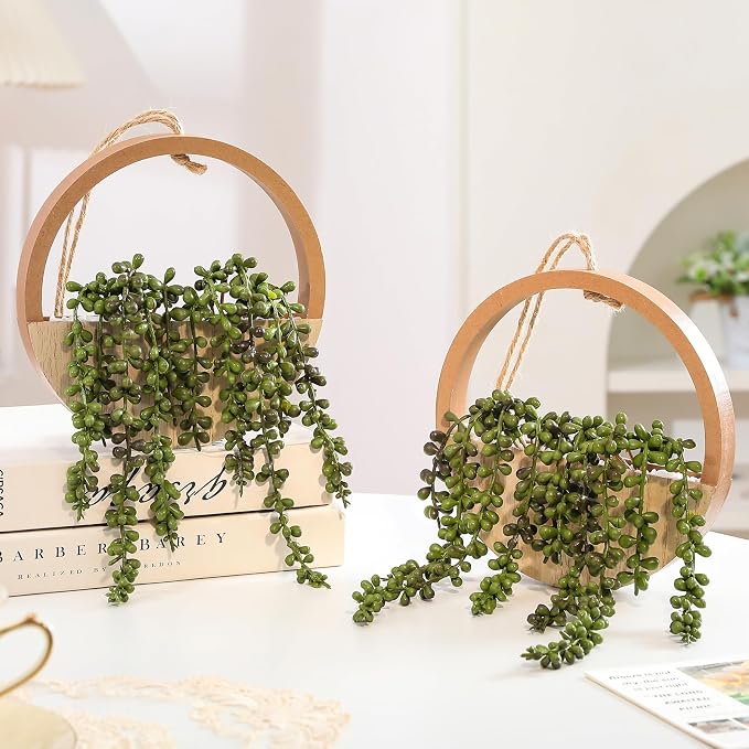 Artificial Hanging Plants Hanging Planter Fake Succulents Artificial String of - Image 5