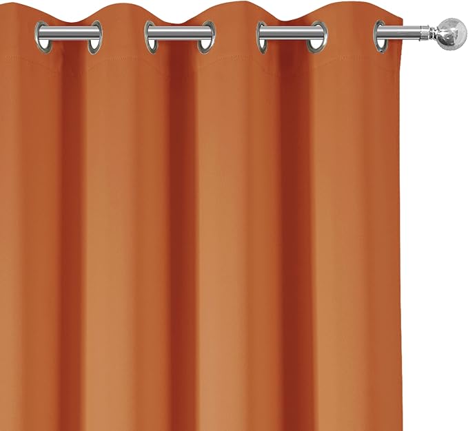 LEMOMO Blackout Curtains 66 x 95 inch/Orange Curtains Set of 2 Panels/Thermal - Image 7