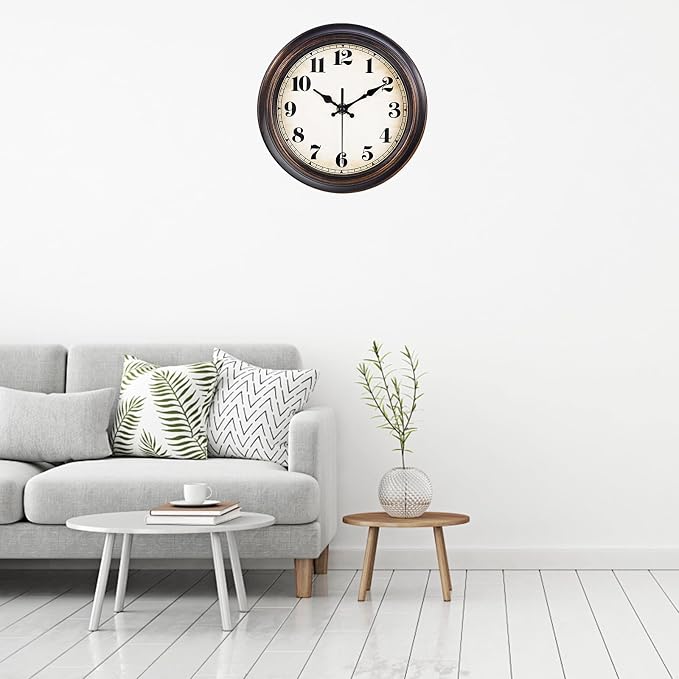 Yoiolclc Vintage Wall Clock 8 Inch Retro Silent Small Wall Clocks Battery - Image 2