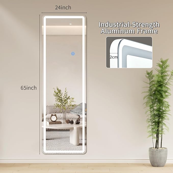 Koonmi Full Length Mirror with LED Lights, Big Mirror - Image 8