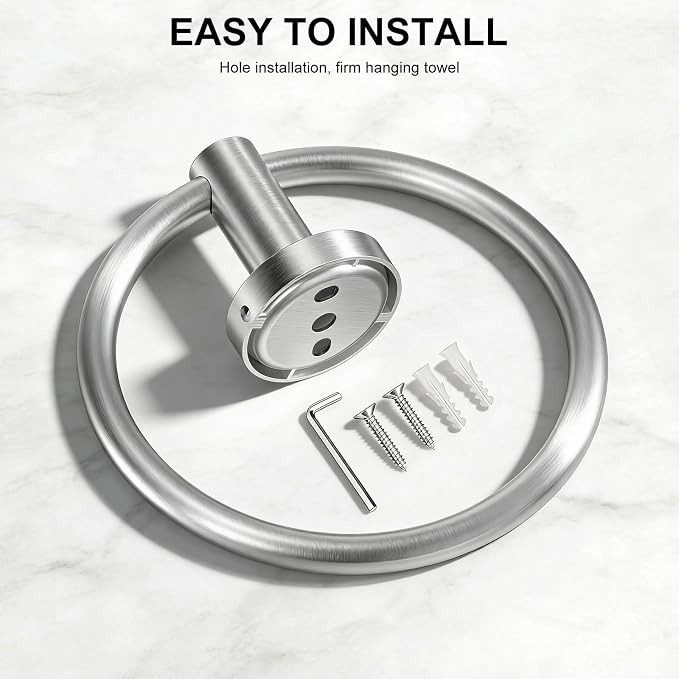 SetSail Towel Holder for Bathroom Wall Silver Towel Ring Stainless Steel Hand - Image 5