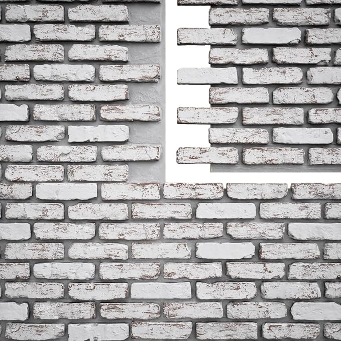 EverStone Aged Brick Faux Brick Panel, 46 7/8"W x 27"H x 1 1/4"D, Rustic White - Image 9