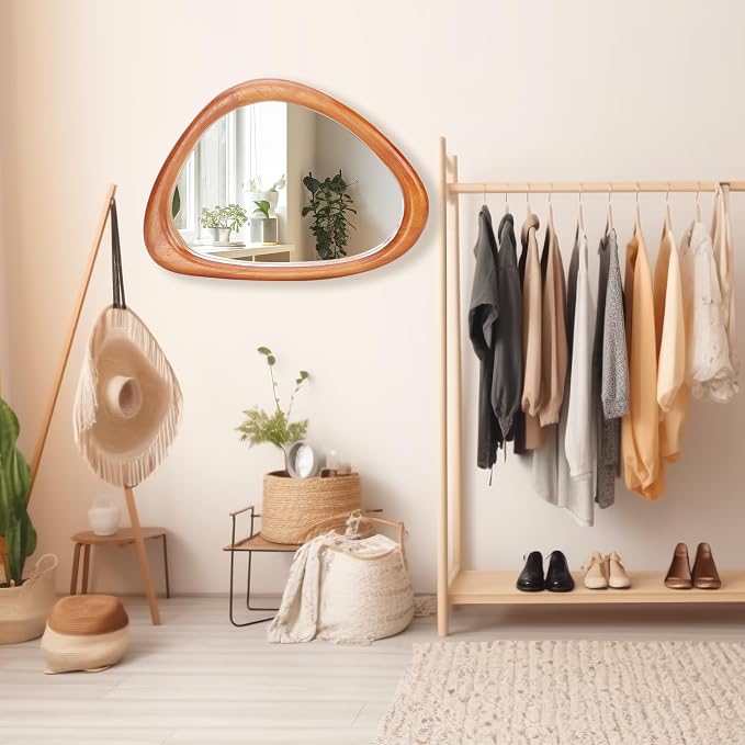 MAGFLERUM Irregular Wall Mirror, 30 * 20 inch Asymmetrical Wood Mirrors - Image 6