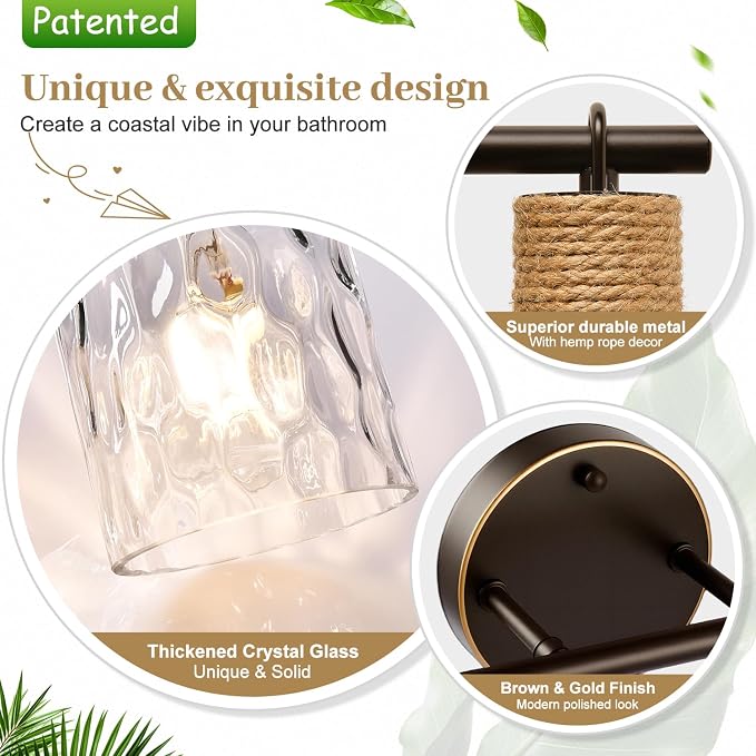 MOKATNG Bathroom Light Fixtures, 2-Light Coastal Vanity Lights - Image 6