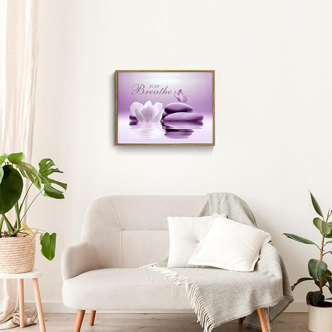 EOBTAIN Zen Framed Wall Art for Living Room Water Lily Floral - Image 2