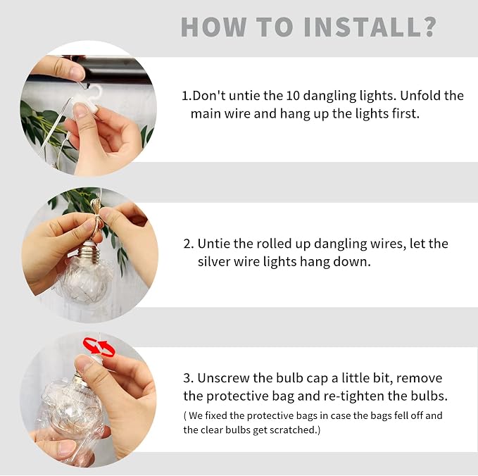 YOLIGHT Wishing Ball Curtain Lights 200 LED Window Curtain String Lights - Image 9