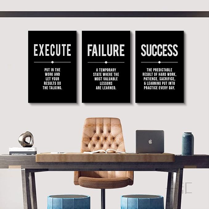 Framed Canvas Wall Art Success Quote, Office Wall Art, Positive Motivational - Image 2