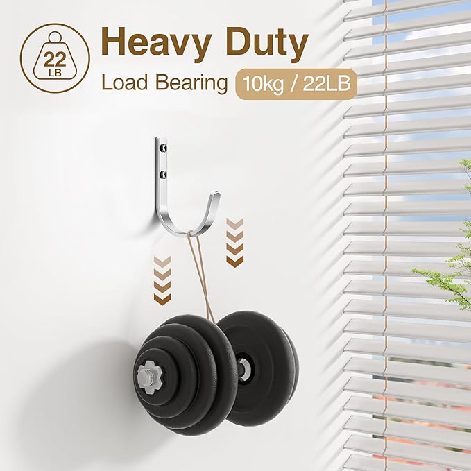 10-Pack Wall Hooks for Hanging Towel/Coat - 22LB Screw in Metal Hanger Wall - Image 4