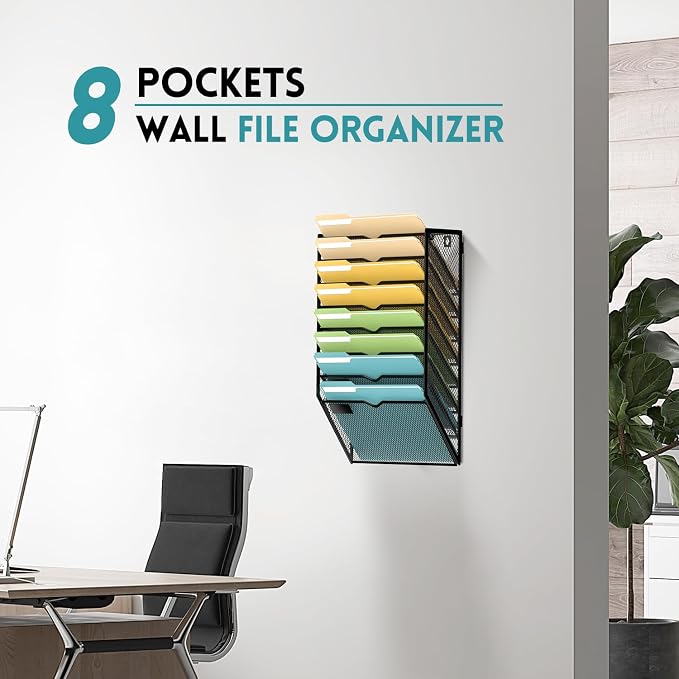 SUPEASY 8 Tier Wall File Organizer, Hanging Wall Mounted Mail Organizer - Image 7