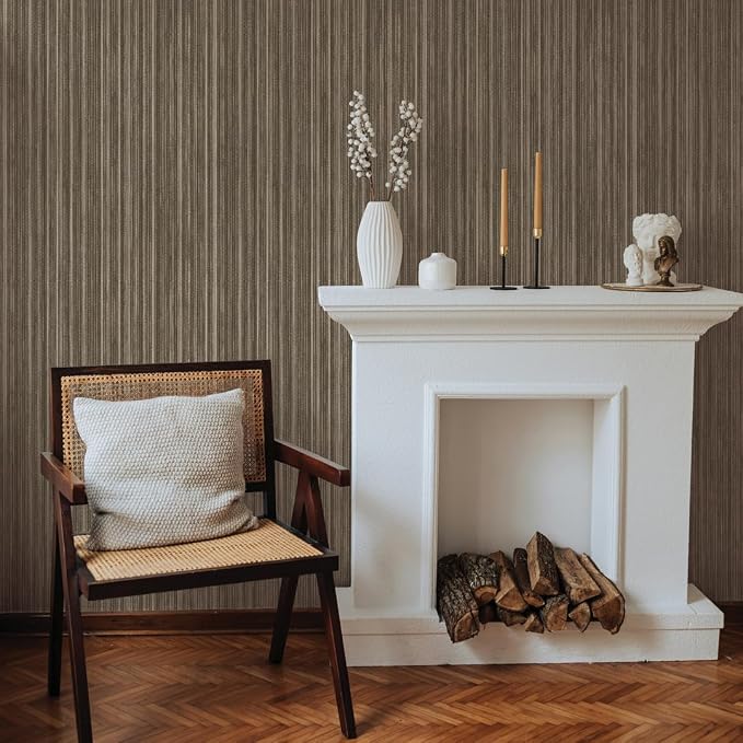 Tempaper Metallic Bronze Faux Grasscloth Removable Peel and Stick Wallpaper - Image 4