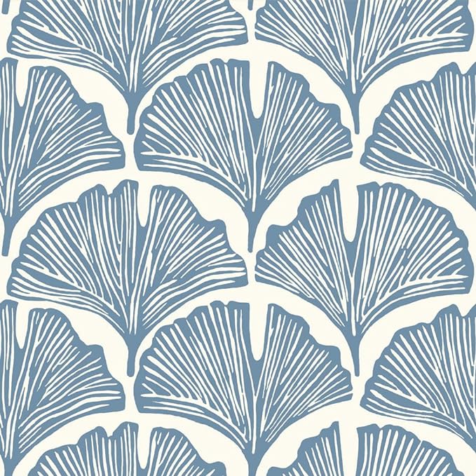 Tempaper x Novogratz Waverly Blue Feather Palm Removable Peel and Stick by TempaperCo