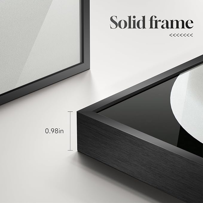 Large Framed Modern Elegant Abstract Wall Art, 2 Piece Black White Gold - Image 6