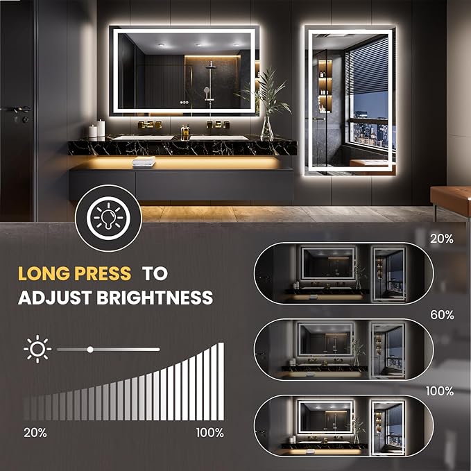 LOAAO 60"x32" LED Bathroom Mirror - Image 3