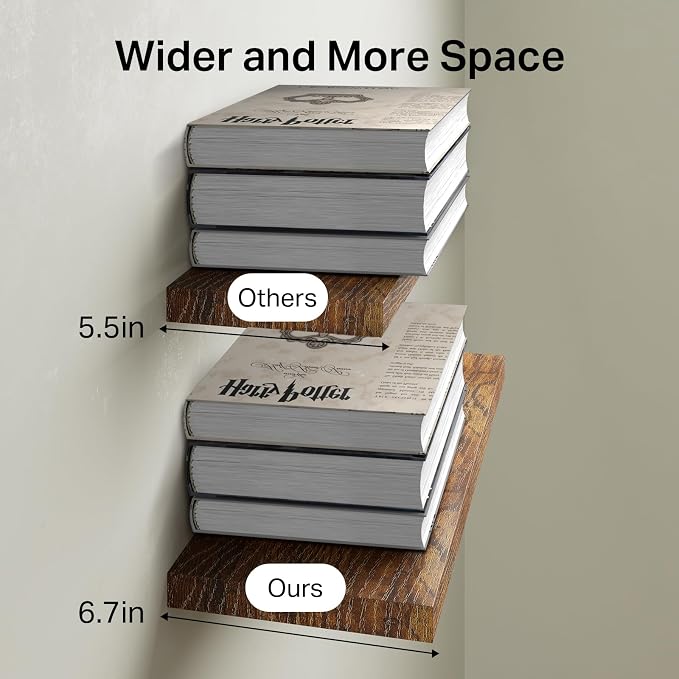 BAYKA Floating Shelves Set of 2, 22.5 inches Farmhouse Rustic Wood Wall Mounted - Image 7