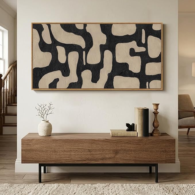 Extra Large Framed Neutral Abstract Canvas Wall Art - Image 3