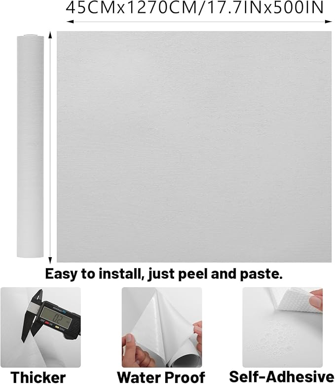 Peel and Stick Wallpaper White Wood Wall Paper - Image 2