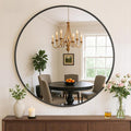 Bathroom Mirror for Wall, 30 Inch Round Mirror, Matte Black Metal Framed Circle by Atilioo