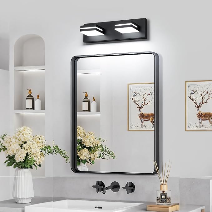 SineRise LED Modern Bathroom Vanity Light Fixtures, Matte Black Modern Acrylic - Image 4
