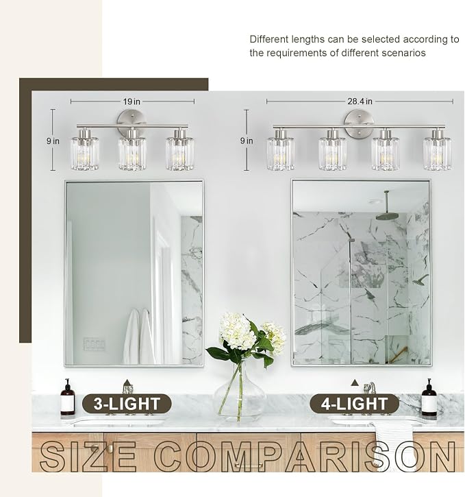 Crystal Bathroom Light Fixtures, Bathroom Lighting Fixtures Over Mirror - Image 3