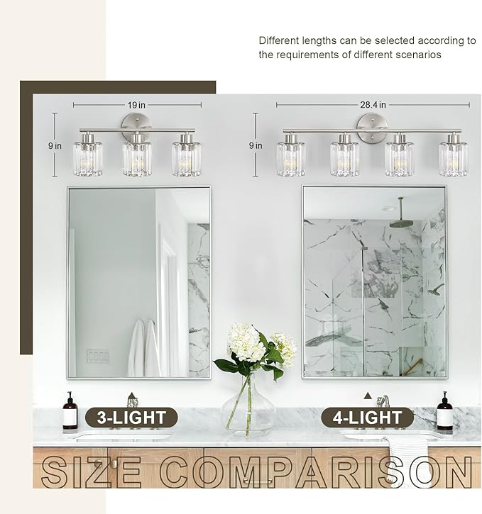 Crystal Bathroom Light Fixtures, Bathroom Lighting Fixtures Over Mirror - Image 3
