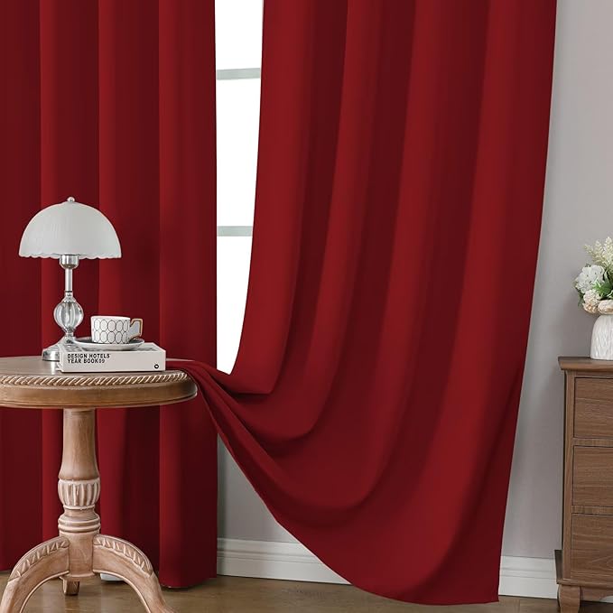 CUCRAF Red Blackout Curtains 72 inch Length 2 Panels Set, Rod Pocket Room - Image 5