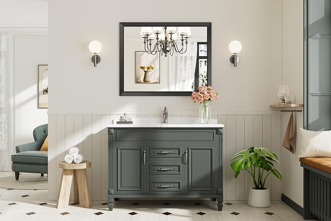 Briivue 40x32 Inch Black Bathroom Mirror - Image 3