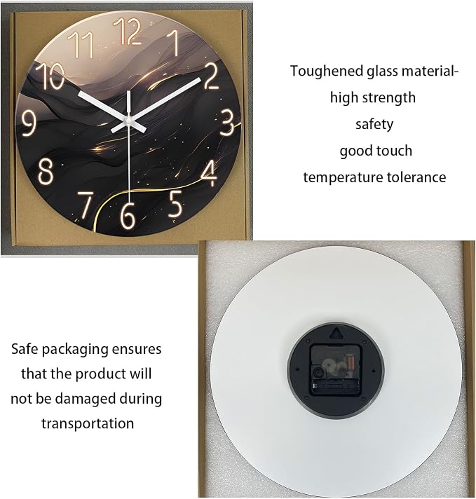 Black and Gold Wall Clocks Battery Operated 14 Inch Wall Clock Silent Non - Image 7