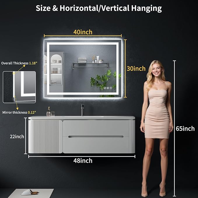 40"x30" LED Bathroom Mirror - Image 8