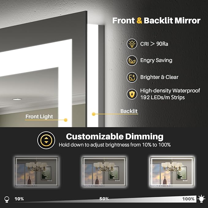 Briivue 28x32 Inch LED Bathroom Mirror - Image 3