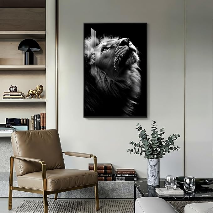 Framed Black and Gray Modern Wall Art, Contemporary Animal Portrait Prints - Image 5