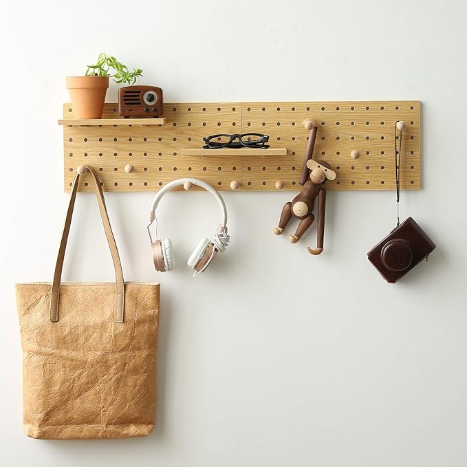 Wooden Pegboard Modular Display Organization Storage Wall Hooks Shelf by CreatedOn2005
