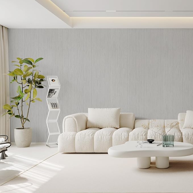 Grey Grasscloth Peel and Stick Wallpaper 15.7" X 120" Textured Self-Adhesive - Image 4