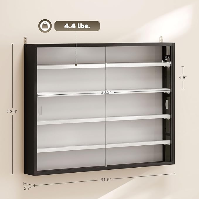 HOMCOM 5-Tier Display Cabinet, Glass Door Cabinet - Image 3