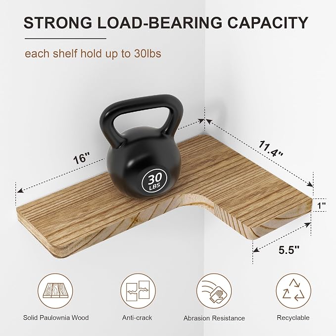 fuqing Floating Corner Shelves, Wall Shelf Set of 3, Shelves - Image 2